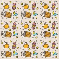 Ramadan doodle seamless pattern vector design