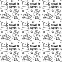 viajar a egipto doodle diseño de vector de patrones sin fisuras