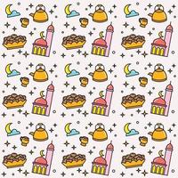 Ramadan doodle seamless pattern vector design