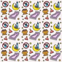 Ramadan doodle seamless pattern vector design