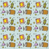 Ramadan doodle seamless pattern vector design