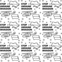detener la invasión de ucrania doodle ilustración de diseño de vector de patrón sin costuras