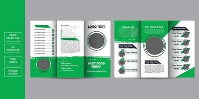 diseño de folleto tríptico de comida vector