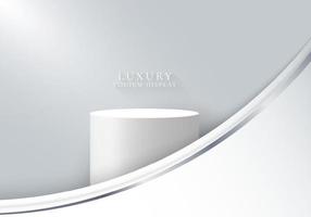 3D realistic luxury white podium platforms display with light and shadow vector