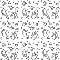 Ramadan doodle seamless pattern vector design