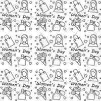 Womens day doodle seamless pattern vector design