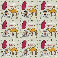 Travel to Qatar doodle seamless pattern vector design.