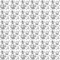 Ramadan doodle seamless pattern vector design