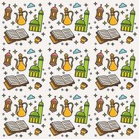 Ramadan doodle seamless pattern vector design