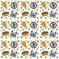 Ramadan doodle seamless pattern vector design