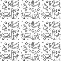 Ramadan doodle seamless pattern vector design