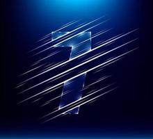 fast speed luxury glass number 7 seven with blue color background. vector