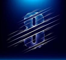 fast speed luxury glass number 8 eight with blue color background. vector