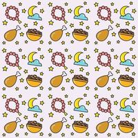 Ramadan doodle seamless pattern vector design
