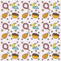 Ramadan doodle seamless pattern vector design