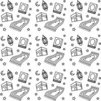 Ramadan doodle seamless pattern vector design