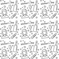Womens day doodle seamless pattern vector design