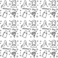 Womens day doodle seamless pattern vector design