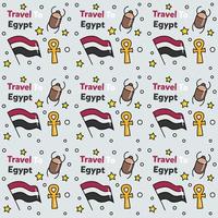 Travel to Egypt doodle seamless pattern vector design