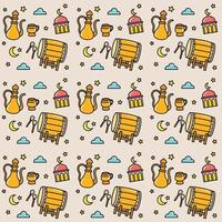 Ramadan doodle seamless pattern vector design