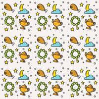 Ramadan doodle seamless pattern vector design