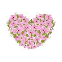 Heart from orchid flowers. Vector illustration.