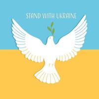 paloma de la paz en el fondo de la bandera ucraniana vector