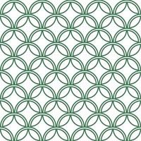 Japanese leaf in green circle line art seamless design pattern on white background vector