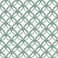 Japanese leaf in green circle line art seamless design pattern on white background vector