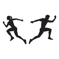 silueta de hombre y mujer corriendo vector