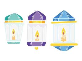 Arabic Lamp Islamic Glyph Color Icon Illustration vector