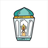 Arabic Lantern Color Doodle Icon Illustration vector