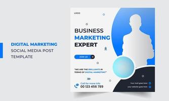 Creative Digital Marketing Social Media Post Design with Blue Abstract Shapes vector