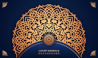 Golden royal blue clean and modern luxury mandala background or greetings design vector