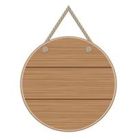 Wooden plaque in the form of a circle. Empty wooden billboard, color vector illustration