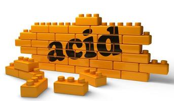 acid word on yellow brick wall photo