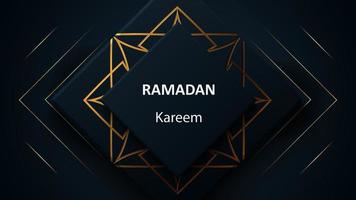 Creative modern design with geometric arabic gold pattern on textured background. Islamic holy holiday Ramadan Kareem. Greeting card or banner. Vector illustration