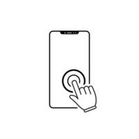 Ilustración de vector de icono de teléfono inteligente de pantalla táctil de mano