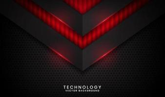 3D black technology abstract background overlap layer on dark space with red light line effect decoration. Graphic design element future style concept for flyer, banner, brochure, or landing page vector