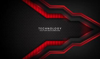 3D black technology abstract background overlap layer on dark space with red light line effect decoration. Graphic design element future style concept for flyer, banner, brochure, or landing page vector