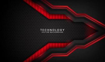 3D black technology abstract background overlap layer on dark space with red light line effect decoration. Graphic design element future style concept for flyer, banner, brochure, or landing page vector