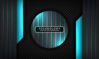 3D black blue technology abstract background overlap layer on dark space with light line effect decoration. Graphic design future style concept for flyer, banner, brochure, card, or landing page vector