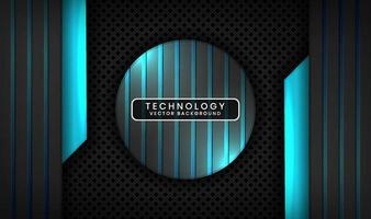 3D black blue technology abstract background overlap layer on dark space with light line effect decoration. Graphic design future style concept for flyer, banner, brochure, card, or landing page vector