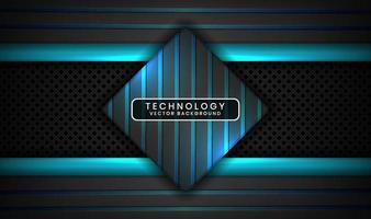 3D black blue technology abstract background overlap layer on dark space with light line effect decoration. Graphic design future style concept for flyer, banner, brochure, card, or landing page vector