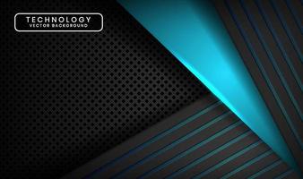 3D black blue technology abstract background overlap layer on dark space with light line effect decoration. Graphic design future style concept for flyer, banner, brochure, card, or landing page vector