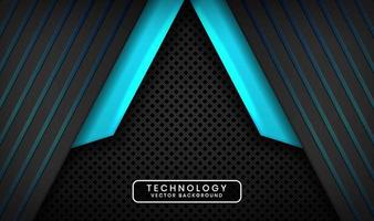 3D black blue technology abstract background overlap layer on dark space with light line effect decoration. Graphic design future style concept for flyer, banner, brochure, card, or landing page vector