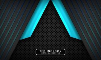 3D black blue technology abstract background overlap layer on dark space with light line effect decoration. Graphic design future style concept for flyer, banner, brochure, card, or landing page vector