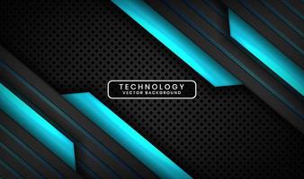 3D black blue technology abstract background overlap layer on dark space with light line effect decoration. Graphic design future style concept for flyer, banner, brochure, card, or landing page vector