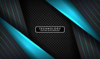 3D black blue technology abstract background overlap layer on dark space with light line effect decoration. Graphic design future style concept for flyer, banner, brochure, card, or landing page vector