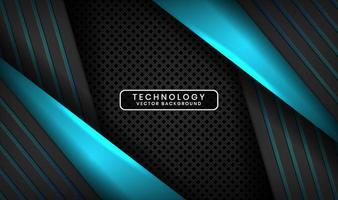 3D black blue technology abstract background overlap layer on dark space with light line effect decoration. Graphic design future style concept for flyer, banner, brochure, card, or landing page vector